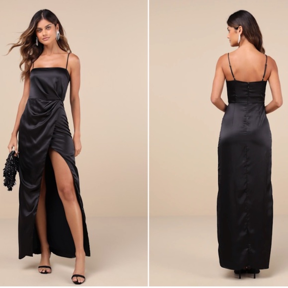 LULU's Sexy Chic Elegant Prom Wedding Formal Event Chic Satin Maxi Gown - Picture 1 of 6